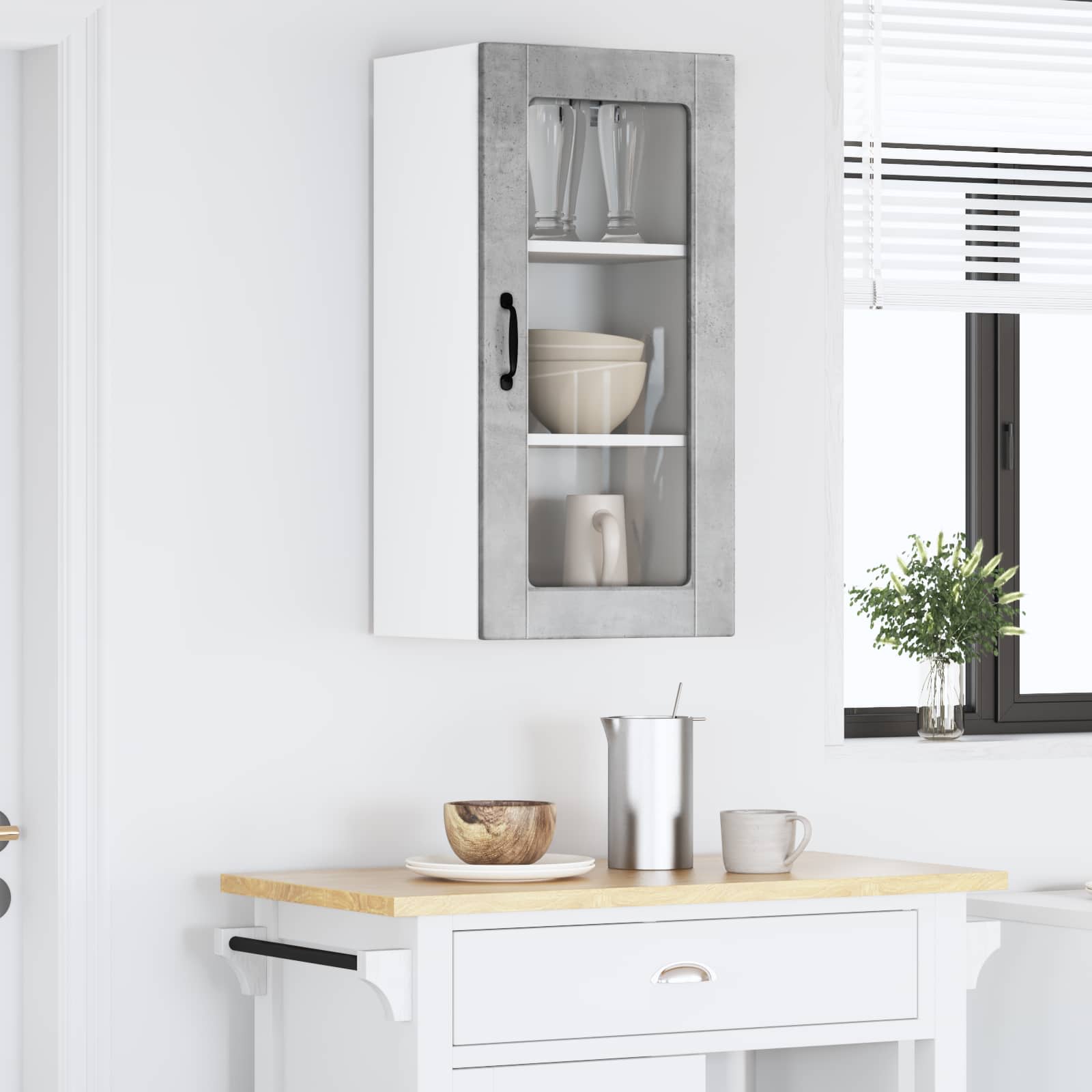 vidaXL Dulap de sticlă pentru perete LUCCA Gri Beton 40 x 31 x 80 cm