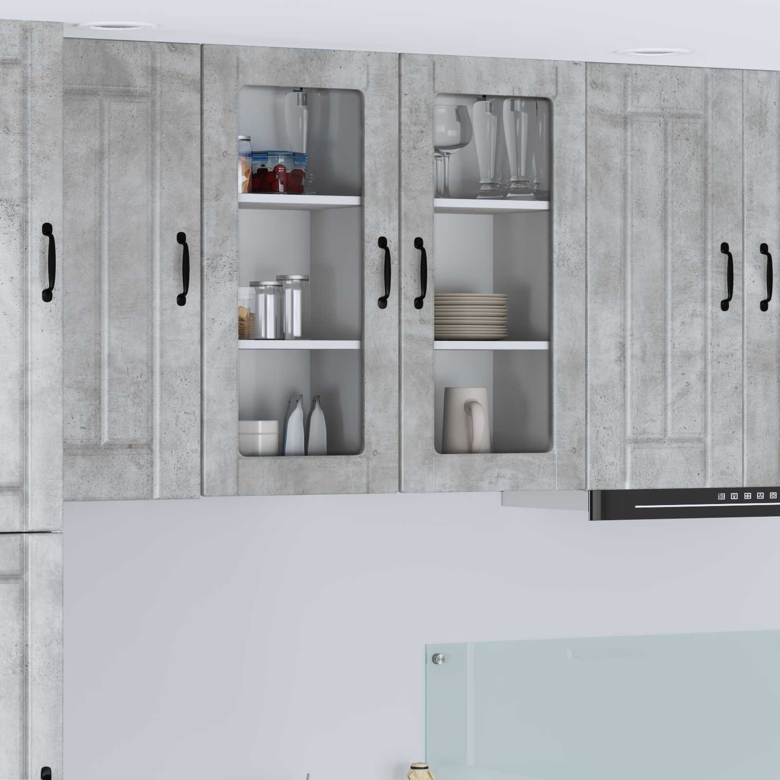 Köögikapp 2 pcs Betoonhall 40 x 31 x 80 cm Tehispuit