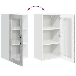 Nástěnná skleněná skříň LUCCA 2 pcs Betonově šedá - obrázek 9