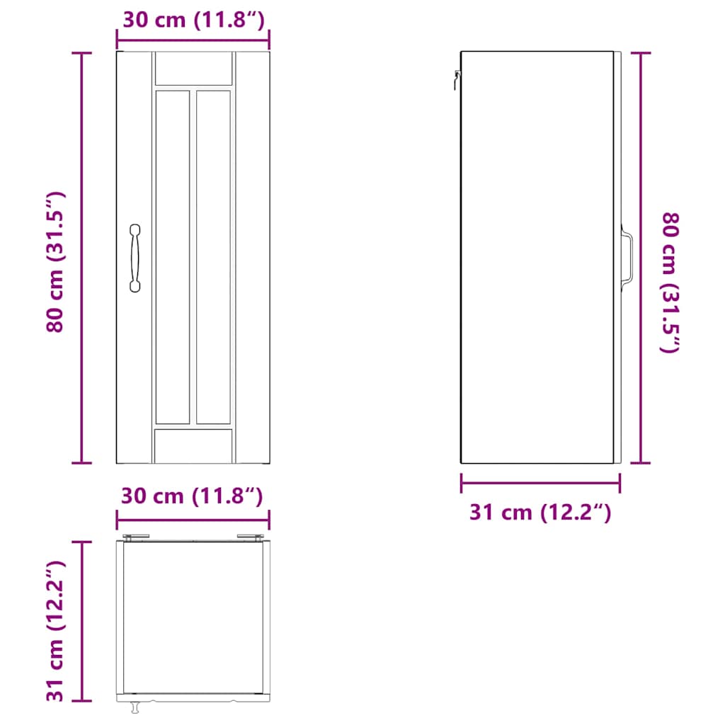 Stenska kuhinjska omarica z vrati Umetni hrast 30 x 31 x 80 cm - slika 13