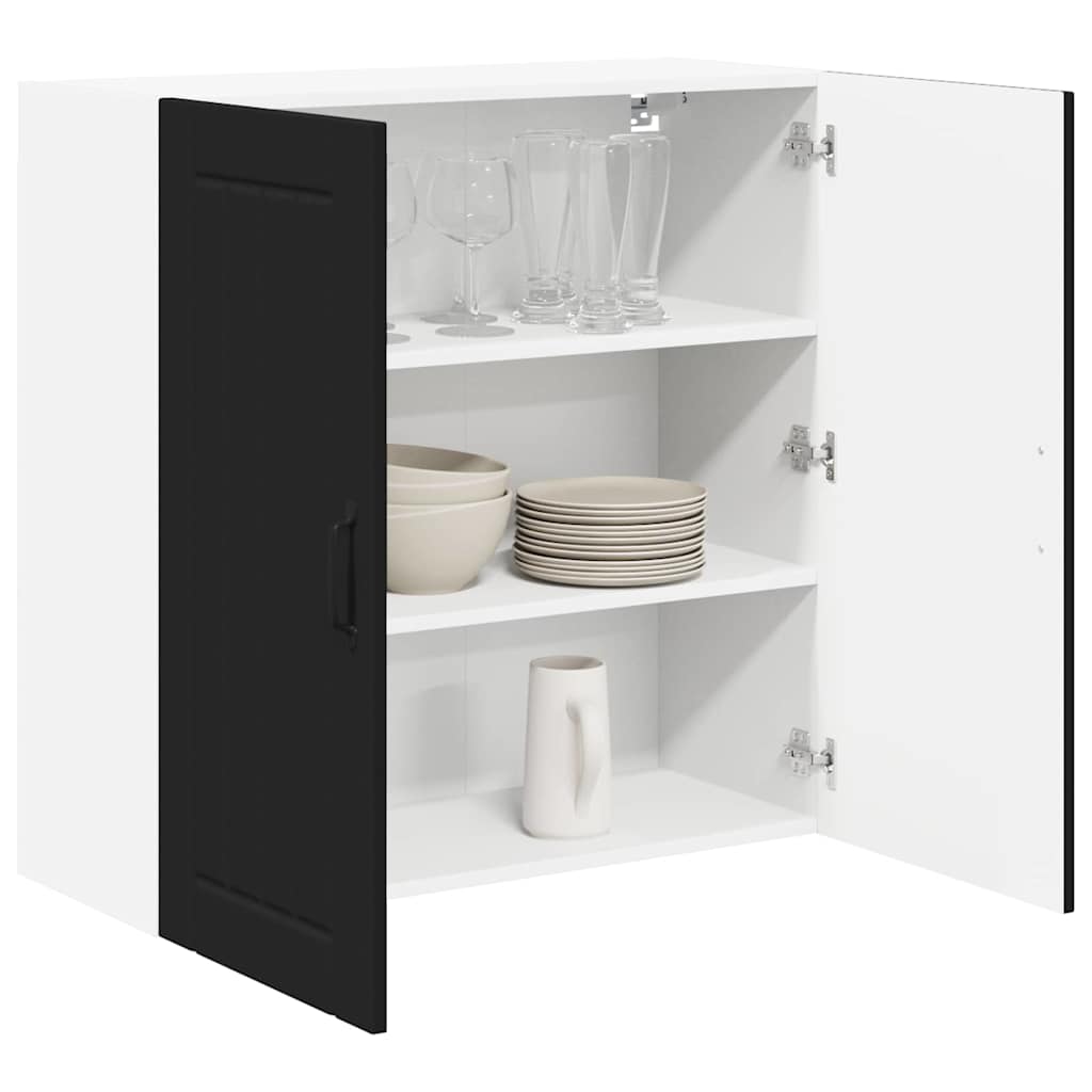 vidaXL Keukenkast aan de muur Zwart 80 x 31 x 80 cm Bewerkt hout