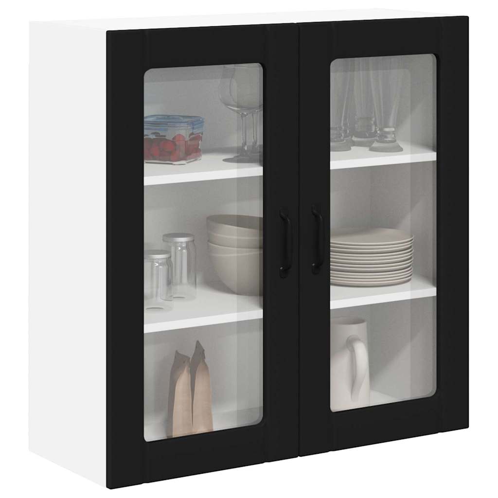 vidaXL Keukenkast aan de muur Zwart 80 x 31 x 80 cm Bewerkt hout