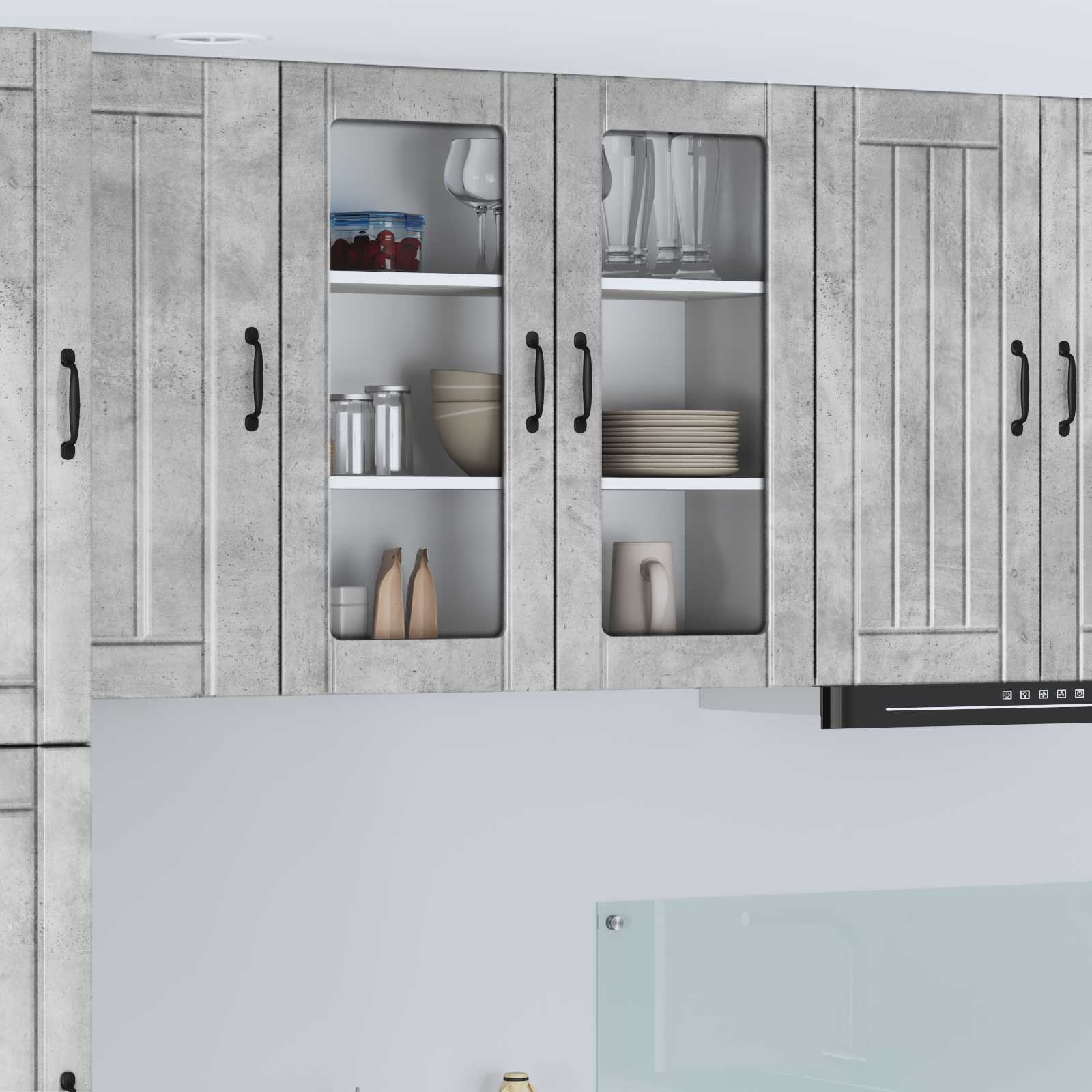vidaXL Dulap de sticlă pentru perete LUCCA Gri Beton 80 x 31 x 80 cm