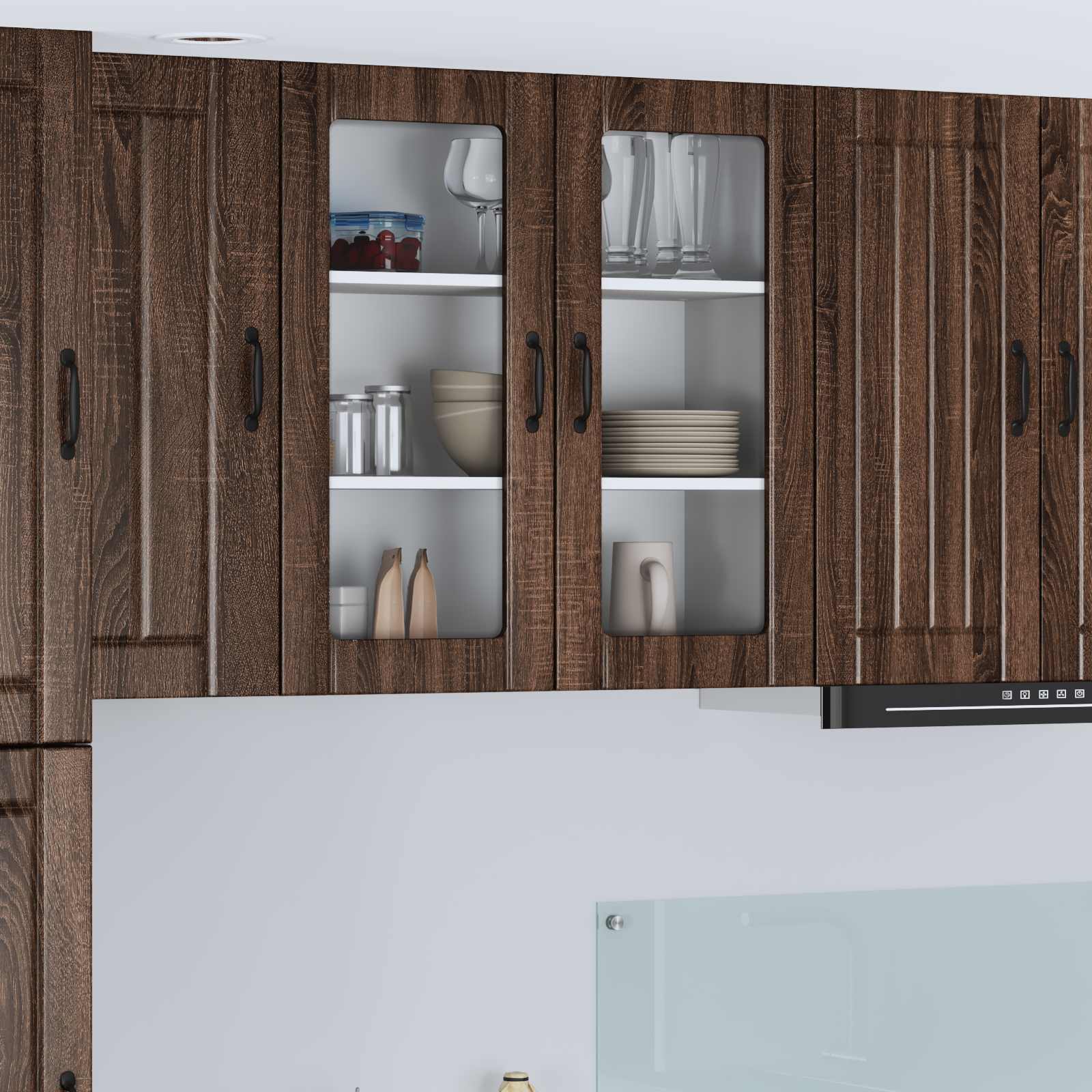 vidaXL Dulap de sticlă pentru perete LUCCA Stejar maro 80 x 31 x 80 cm