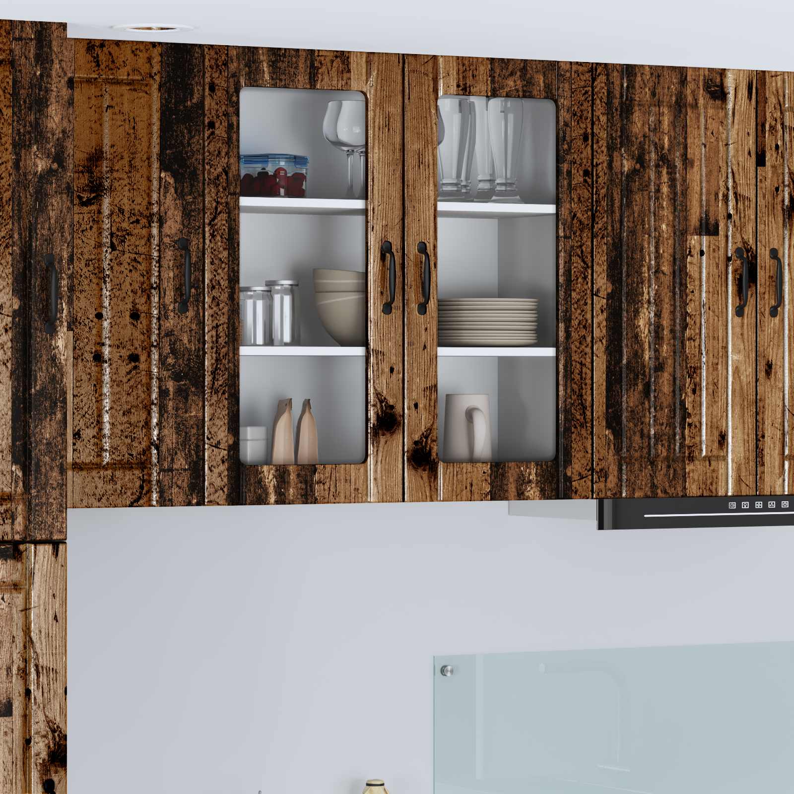 vidaXL Dulap de sticlă pentru perete LUCCA Lemn vechi 80 x 31 x 80 cm