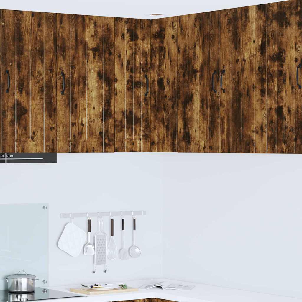vidaXL Küchenhängeschrank mit Regal Geräucherte Eiche 57 x 57 x 80 cm