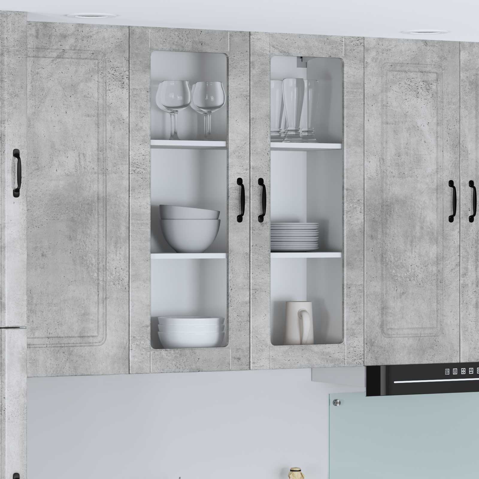 Seinakapp kööki uksega Betoonhall 80 x 31 x 100 cm Tehispuit