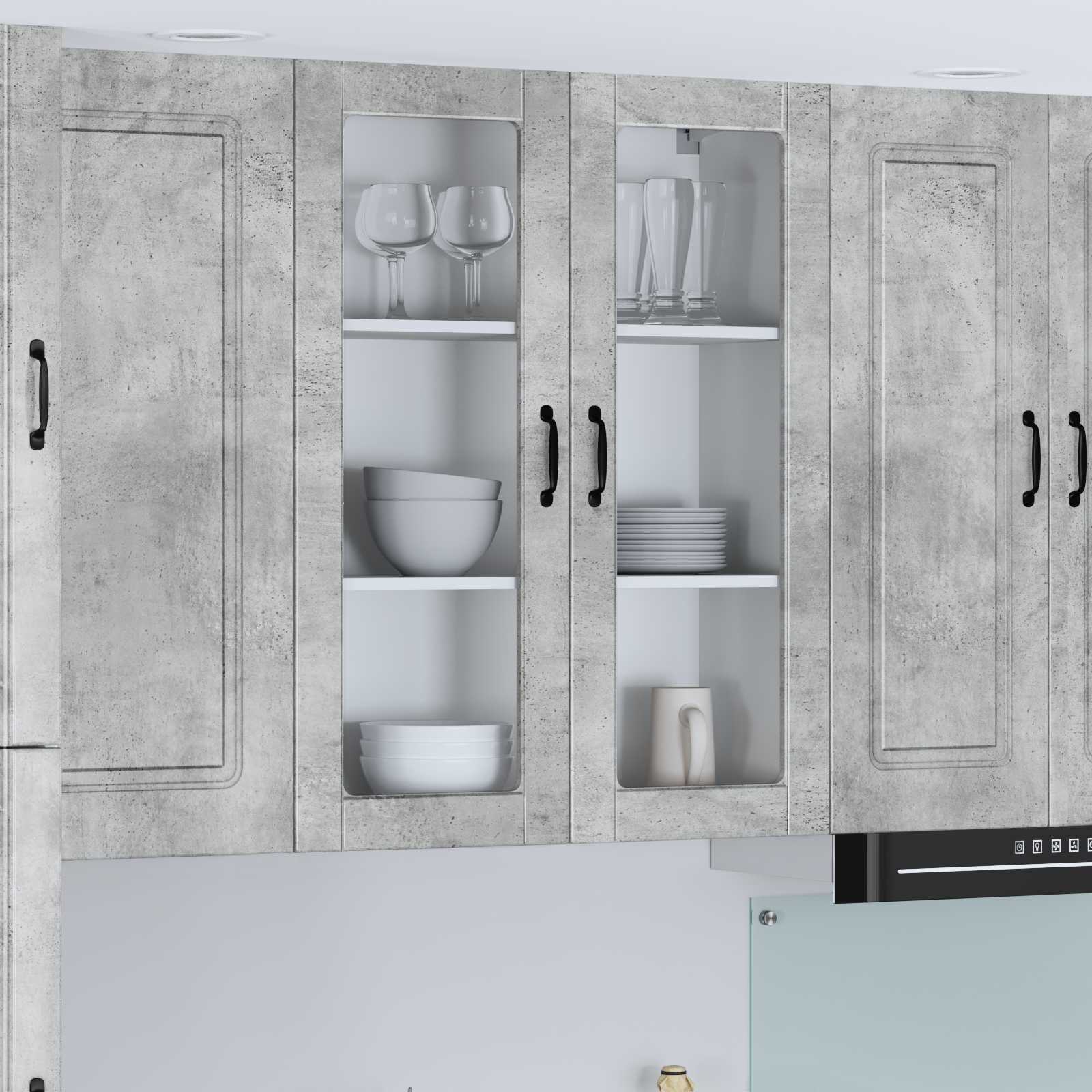 vidaXL Dulap de sticlă pentru perete LUCCA Gri Beton 80 x 31 x 100 cm