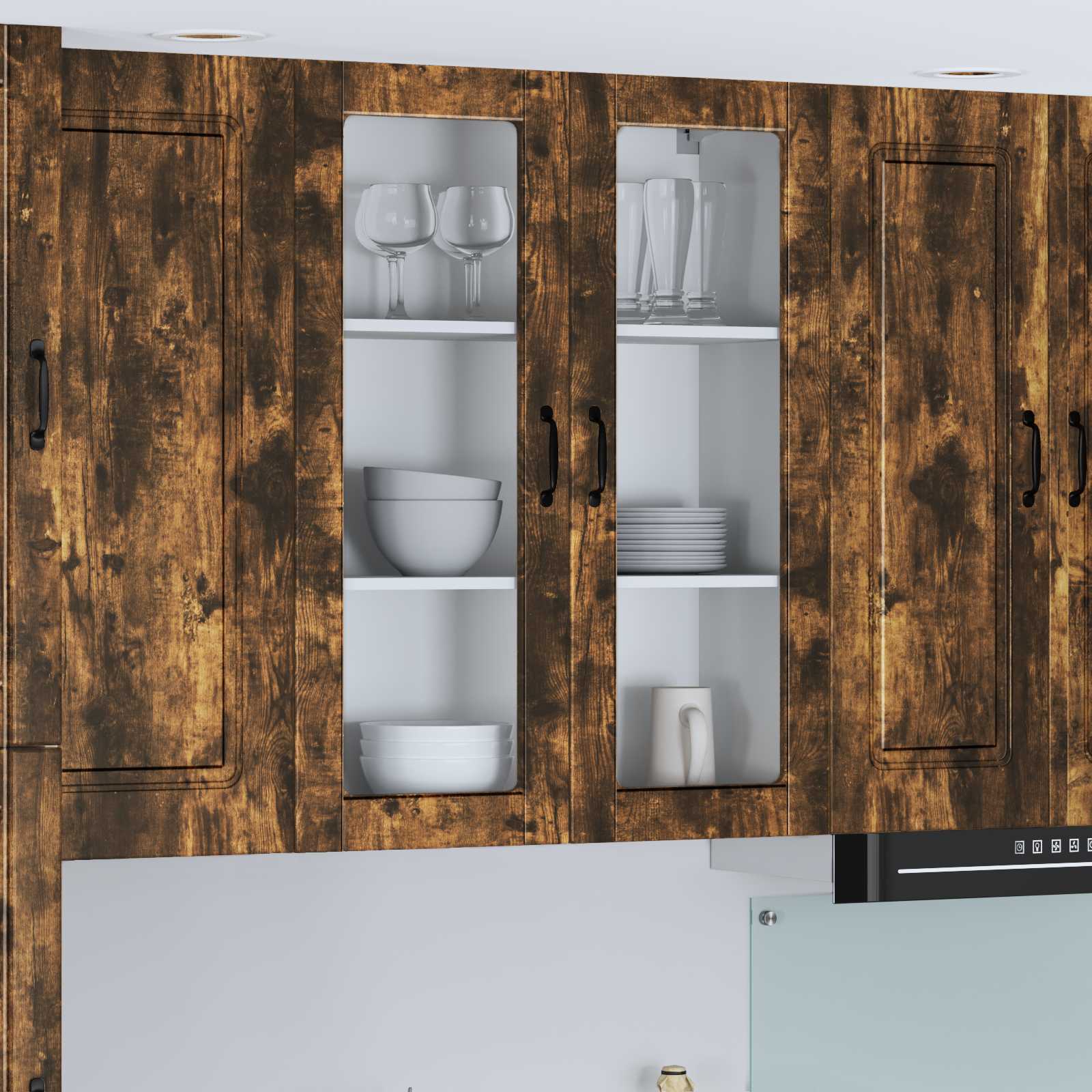 vidaXL Seinälasi kaappi LUCCA Savutammi 80 x 31 x 100 cm Tekninen puu