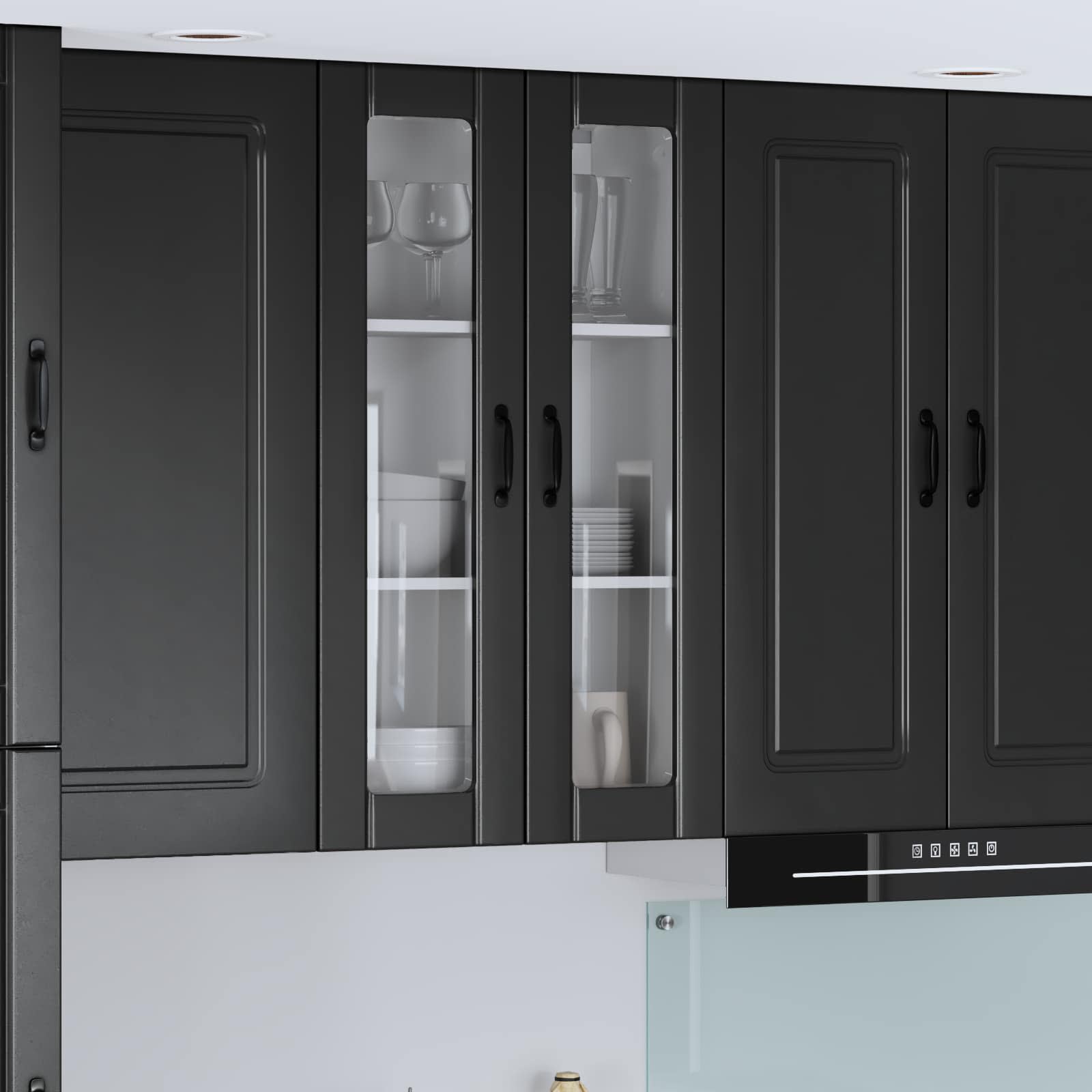 vidaXL Dulap de sticlă pentru perete LUCCA Negru 60 x 31 x 100 cm