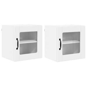 Nástěnná skleněná skříň PORTO 2 pcs Bílá 40 x 31 x 40 cm - obrázek 2
