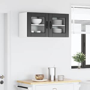 Nástěnná skleněná skříň PORTO 2 pcs Černá 40 x 31 x 40 cm - obrázek 4