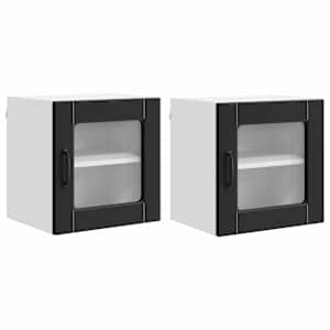 Nástěnná skleněná skříň PORTO 2 pcs Černá 40 x 31 x 40 cm - obrázek 2