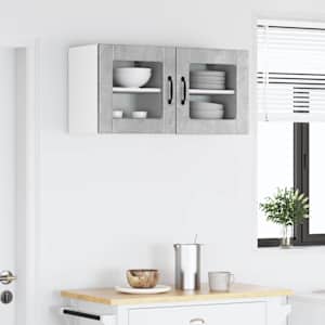 Nástěnná skleněná skříň PORTO 2 pcs Betonově šedá - obrázek 4