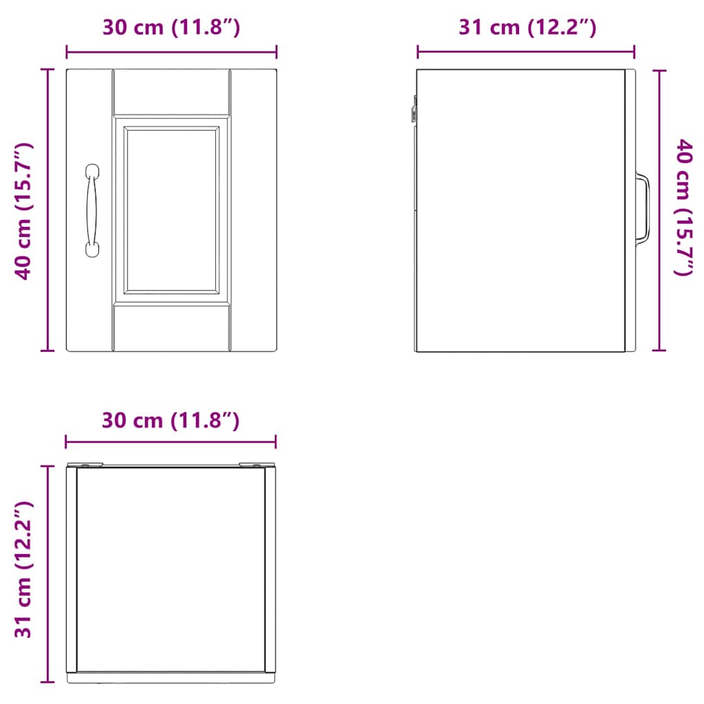Nástěnná skříňka PORTO 2 pcs Kouřový dub 30 x 31 x 40 cm - obrázek 14
