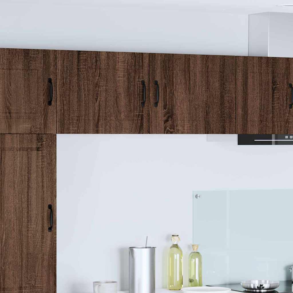 Dulapuri bucătărie - Dulap suspendat de bucătărie cu raft cu ușă 2 pcs Stejar închis