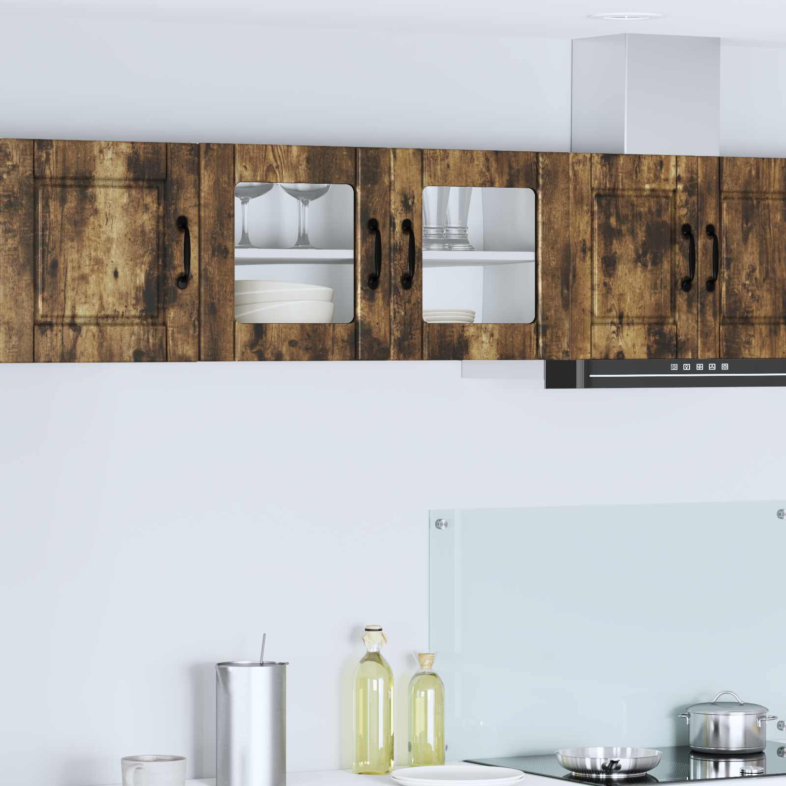 Köögikapp riiuliga Suitsetatud tamm 80 x 31 x 40 cm Tehispuit