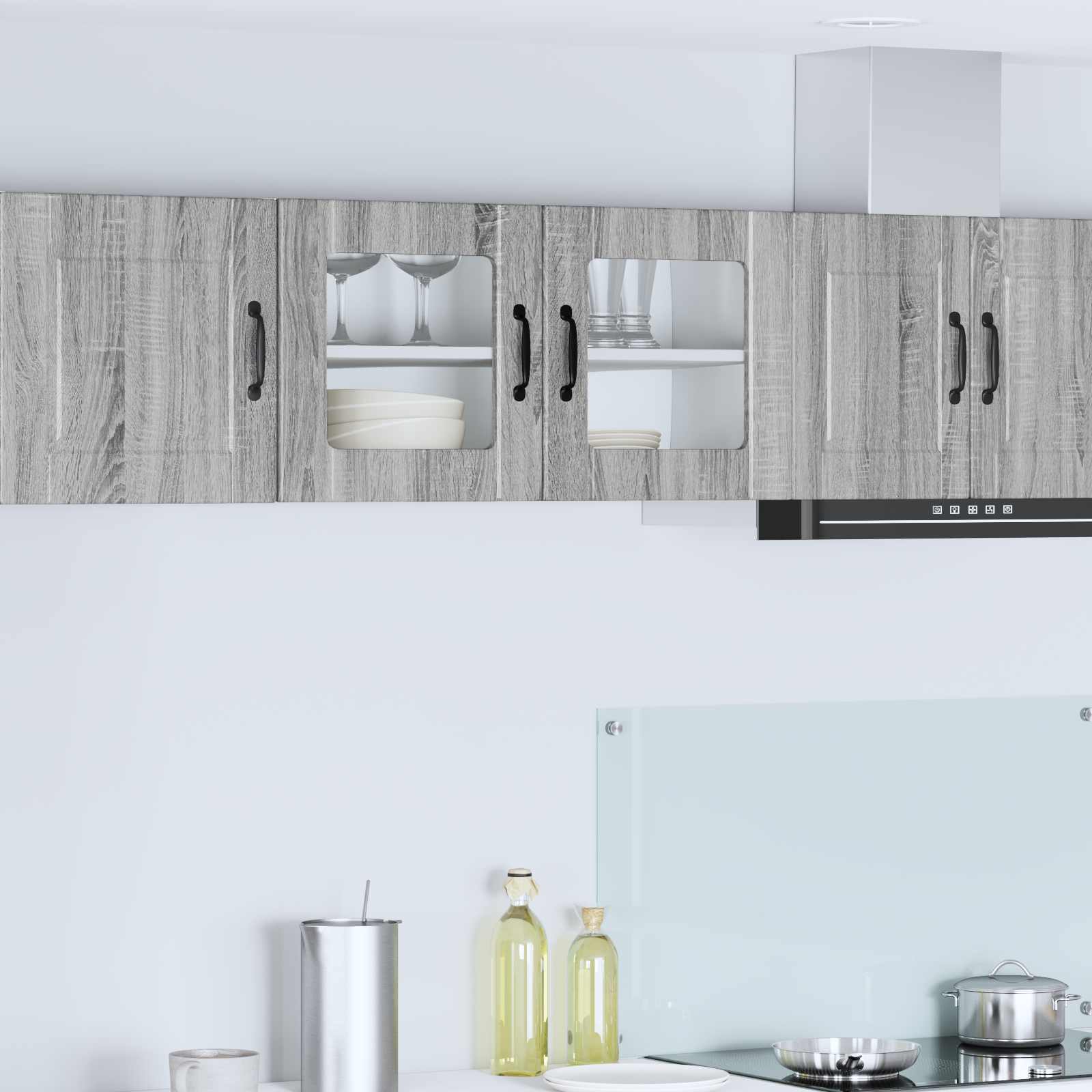 vidaXL Dulap de sticlă pentru perete PORTO Gri Sonoma 80 x 31 x 40 cm