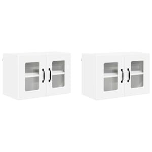 Nástěnná skleněná skříň PORTO 2 pcs Bílá 60 x 31 x 40 cm - obrázek 2
