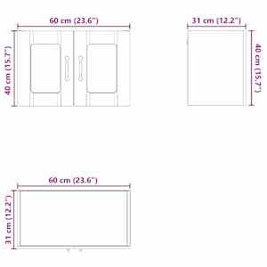 Nástěnná skleněná skříň PORTO 2 pcs Bílá 60 x 31 x 40 cm - obrázek 13