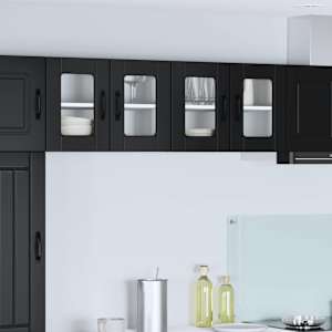 Stenski stekleni omarica PORTO 2 pcs Črna 60 x 31 x 40 cm