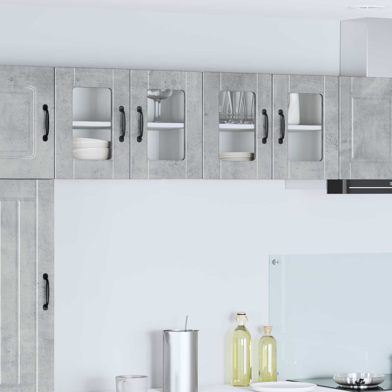 vidaXL Dulap de sticlă pentru perete PORTO 2 pcs Gri din beton