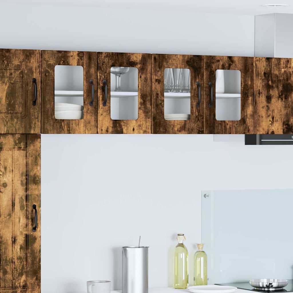 Dulapuri bucătărie - Dulap suspendat de bucătărie cu raft 2 pcs Stejar fumuriu
