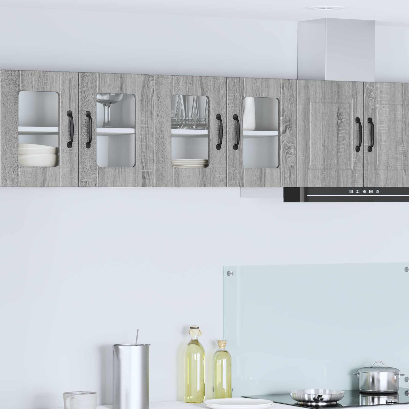 vidaXL Dulap de sticlă pentru perete PORTO Gri Sonoma 60 x 31 x 40 cm