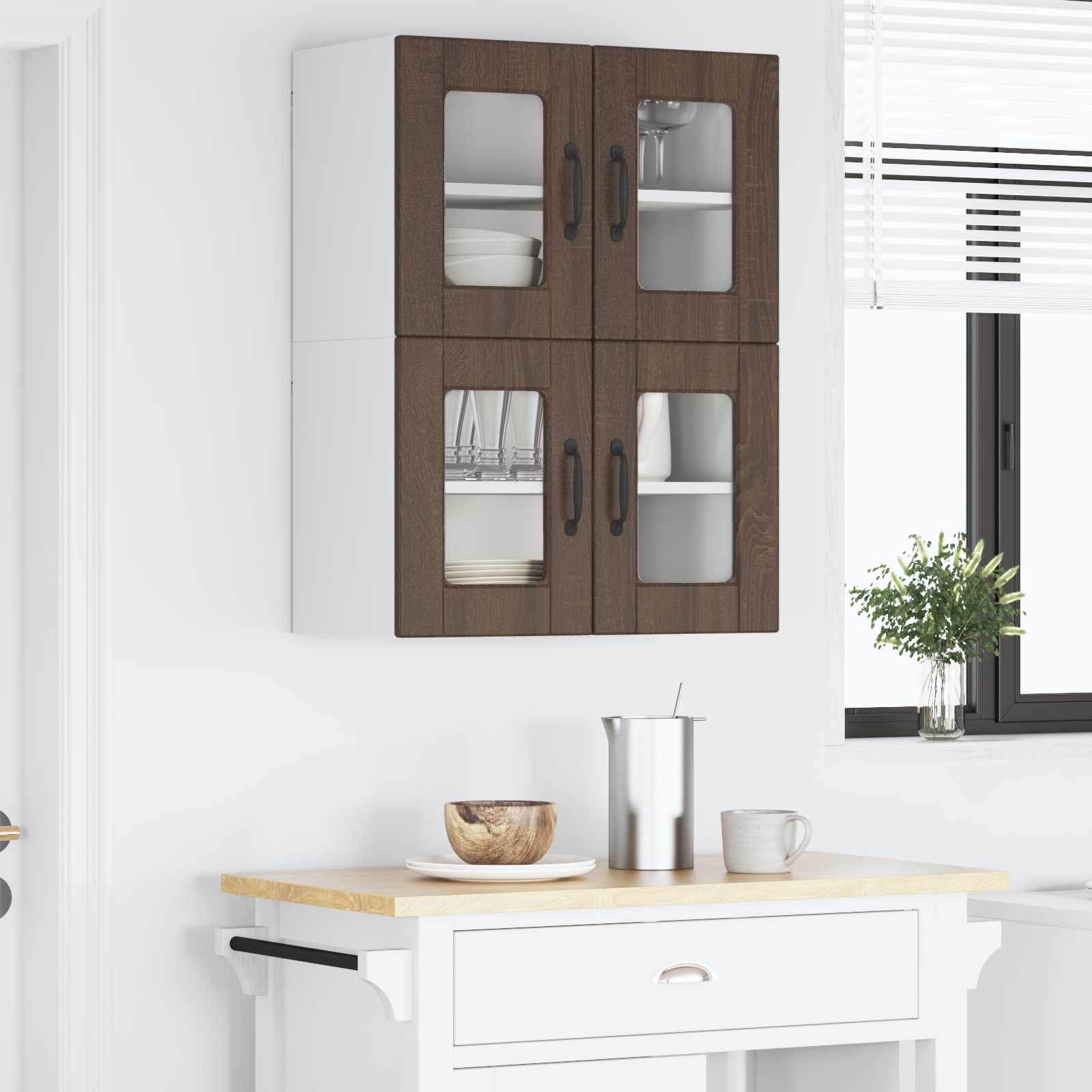 Kuhinjski element s polico 2 pcs Rjav hrast 60 x 31 x 40 cm - slika 4