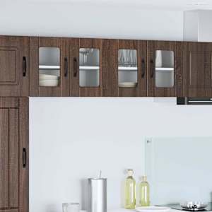 Stenski stekleni omarica PORTO 2 pcs Rjav hrast 60 x 31 x 40 cm