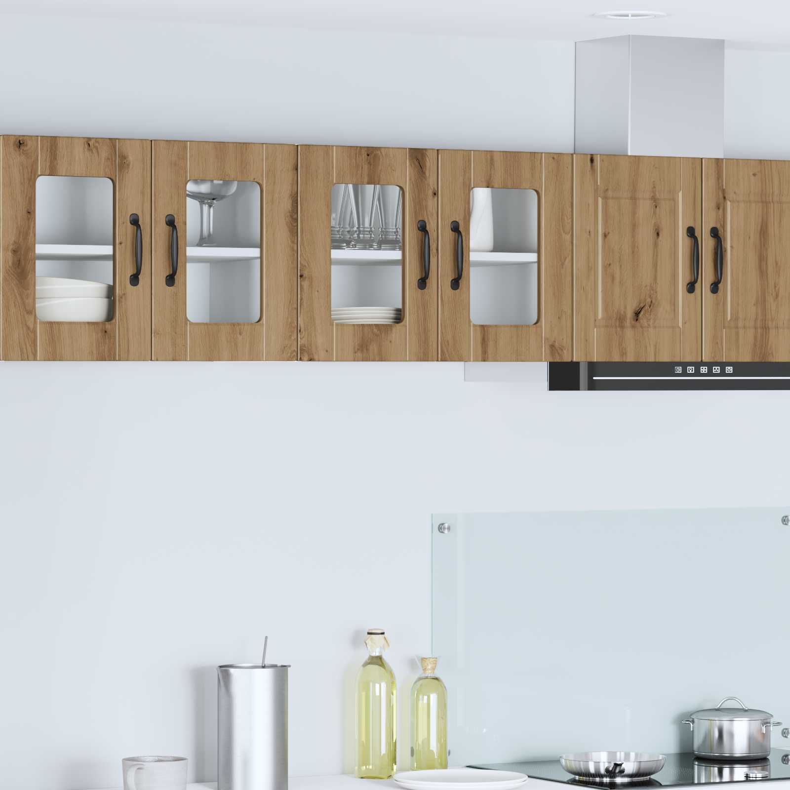 vidaXL Dulap de sticlă pentru perete PORTO 2 pcs Stejar Artizanal