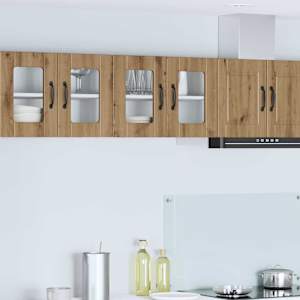 Nástěnná skleněná skříň PORTO 2 pcs Artisanový dub - obrázek 1