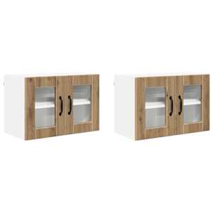 Nástěnná skleněná skříň PORTO 2 pcs Artisanový dub - obrázek 2