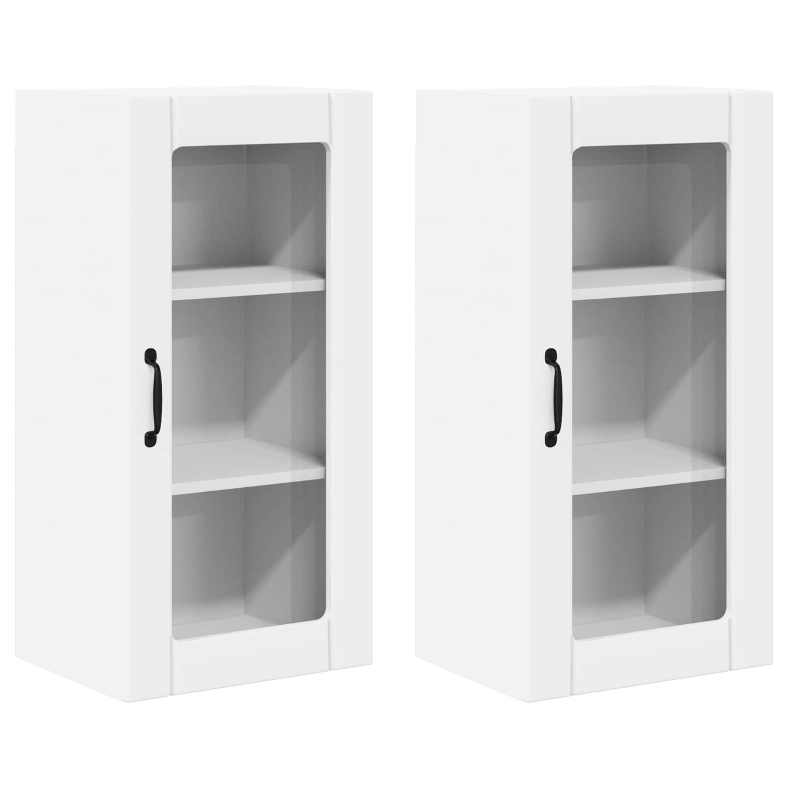 vidaXL Wandglas cabinet PORTO 2 st Wit 40 x 31 x 80 cm Bewerkt hout, foto 3