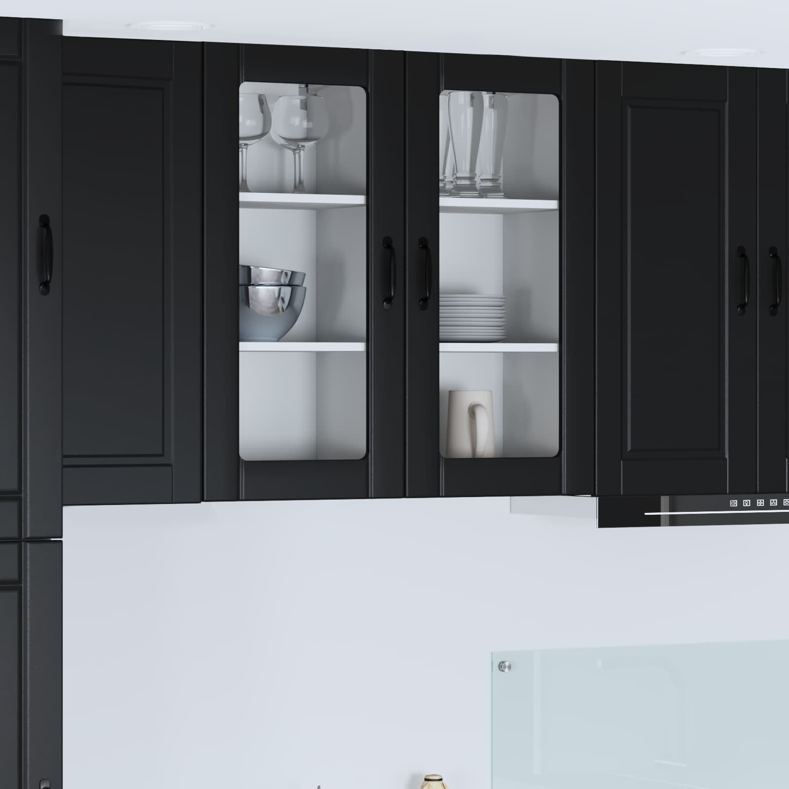 vidaXL Dulap de sticlă pentru perete PORTO Negru 40 x 31 x 80 cm