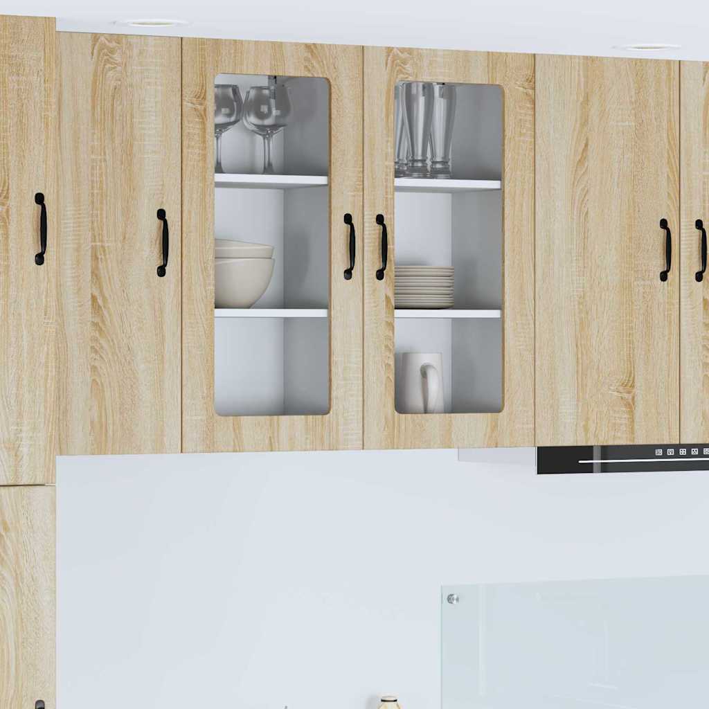 Dulapuri bucătărie - Dulap suspendat de bucătărie cu raft cu ușă 2 pcs Stejar Sonoma