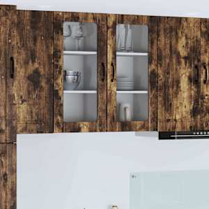 Stenski stekleni omarica PORTO 2 pcs Dimljeni oreh