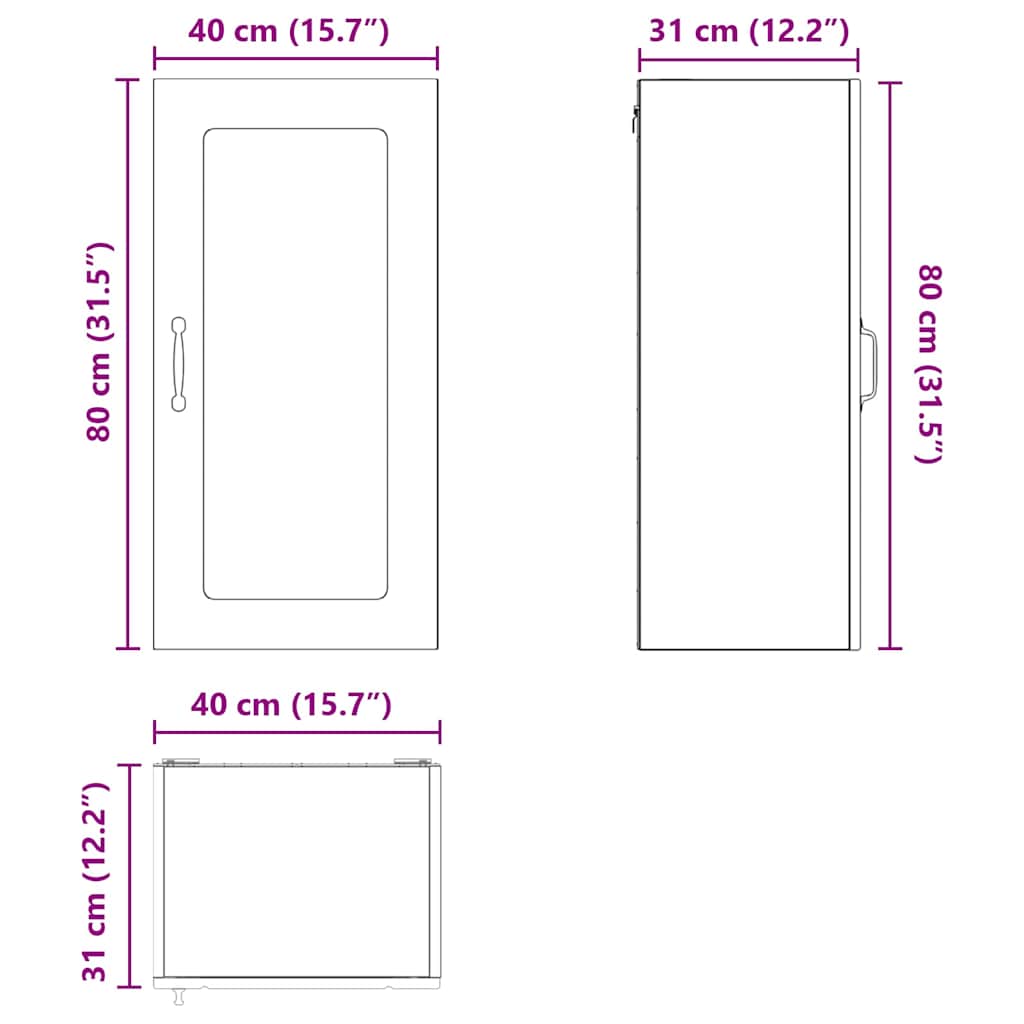 Nástěnná skleněná skříň PORTO 2 pcs Kouřový dub 40 x 31 x 80 cm - obrázek 14