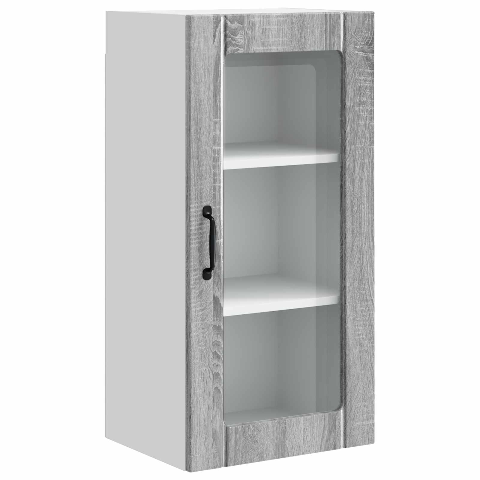 vidaXL Wandglas cabinet PORTO Grijs Sonoma 40 x 31 x 80 cm, foto 3