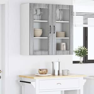 Nástěnná skleněná skříň PORTO 2 pcs Šedá Sonoma 40 x 31 x 80 cm - obrázek 4