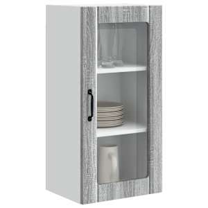 Nástěnná skleněná skříň PORTO 2 pcs Šedá Sonoma 40 x 31 x 80 cm - obrázek 3