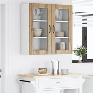 Nástěnná skleněná skříň PORTO 2 pcs Artisanový dub - obrázek 4