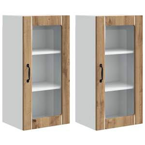 Nástěnná skleněná skříň PORTO 2 pcs Artisanový dub - obrázek 2