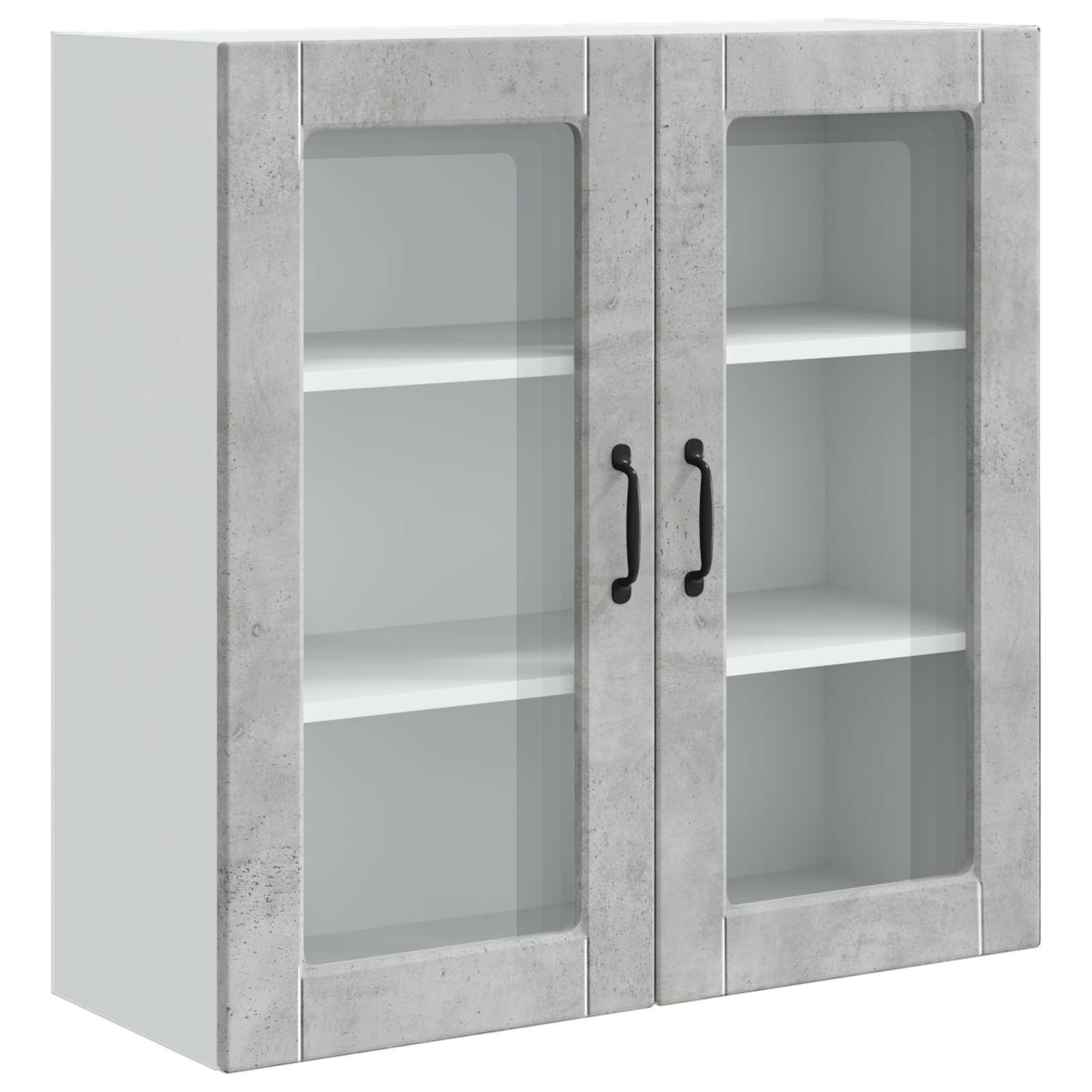 vidaXL Wandglas cabinet PORTO Betongrijs 80 x 31 x 80 cm Bewerkt hout grijs, foto 3
