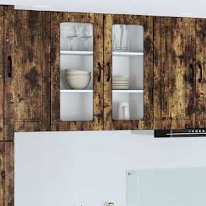 Stenski stekleni omarica PORTO Dimljeni oreh 80 x 31 x 80 cm