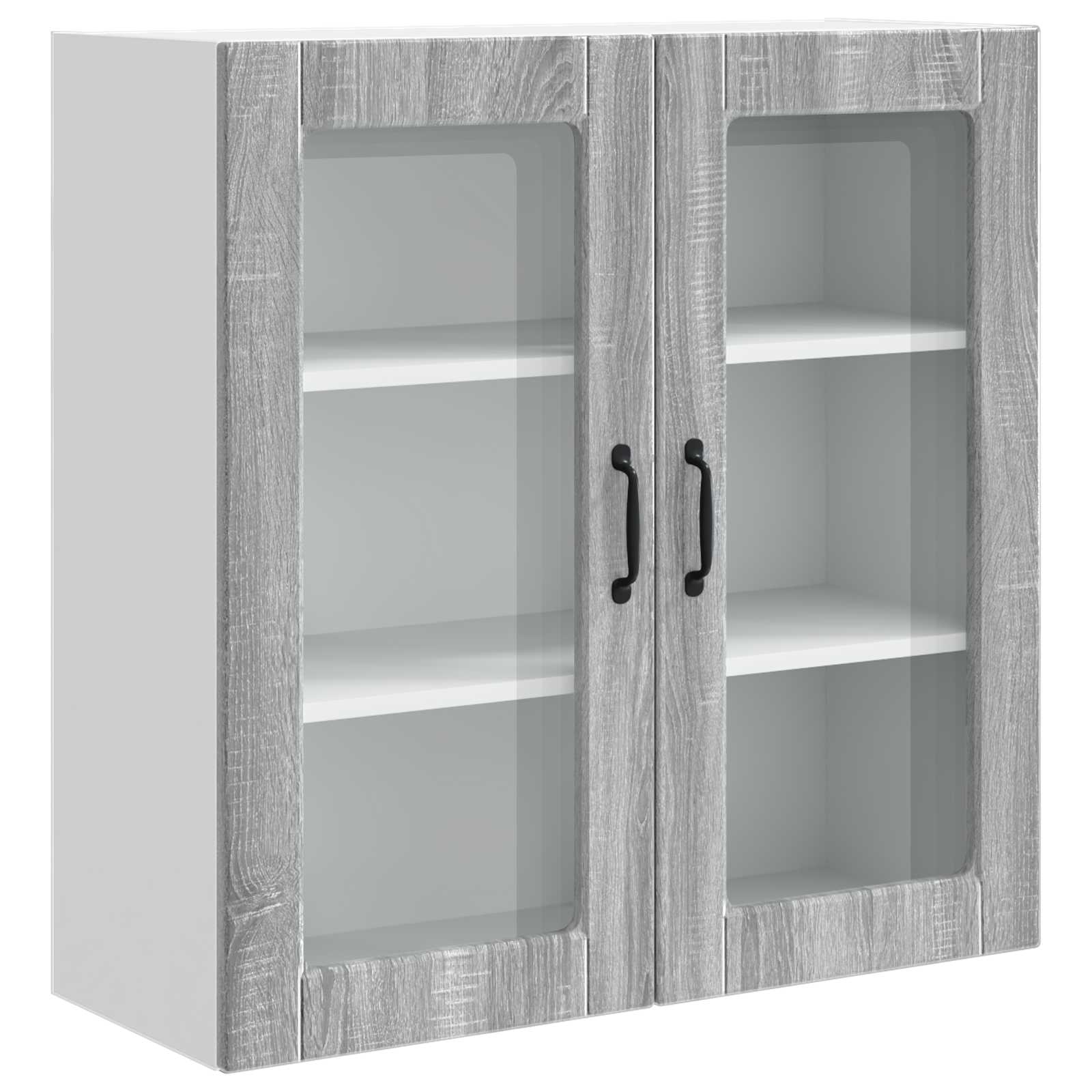 vidaXL Wandglas cabinet PORTO Grijs Sonoma 80 x 31 x 80 cm, foto 3