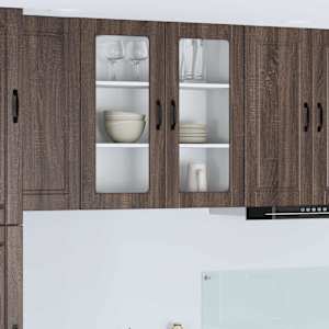 Stenski stekleni omarica PORTO Rjav hrast 80 x 31 x 80 cm
