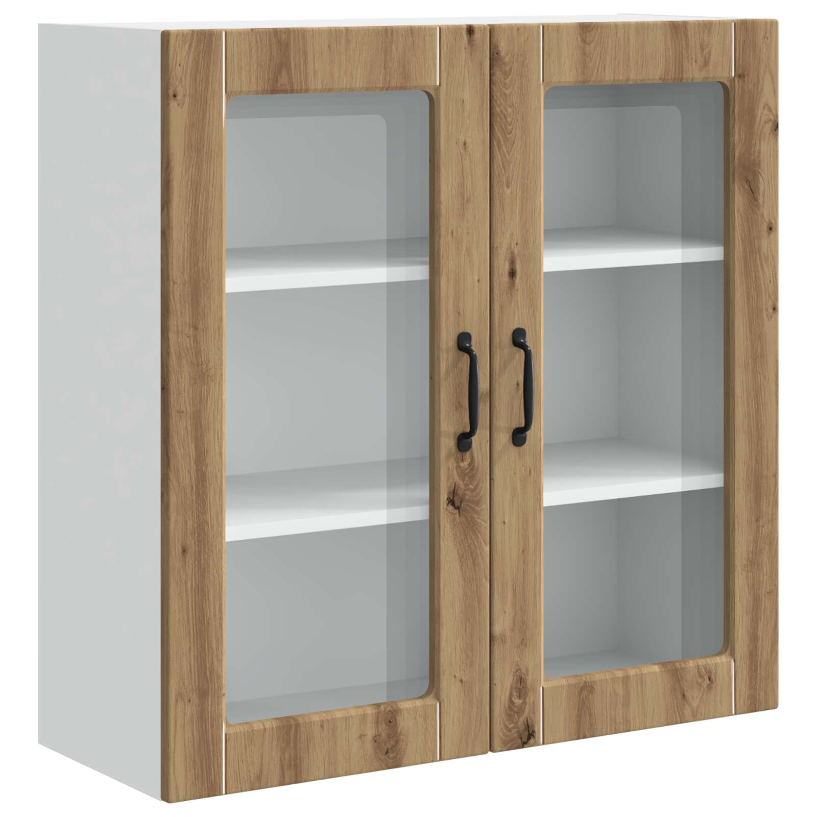 vidaXL Wandglas cabinet PORTO Artisanaal eiken 80 x 31 x 80 cm, foto 3