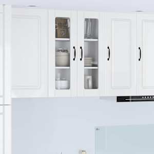 Stenski stekleni omarica PORTO Visok sijaj bela 60 x 31 x 80 cm