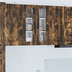 Stenski stekleni omarica PORTO Dimljeni oreh 60 x 31 x 80 cm